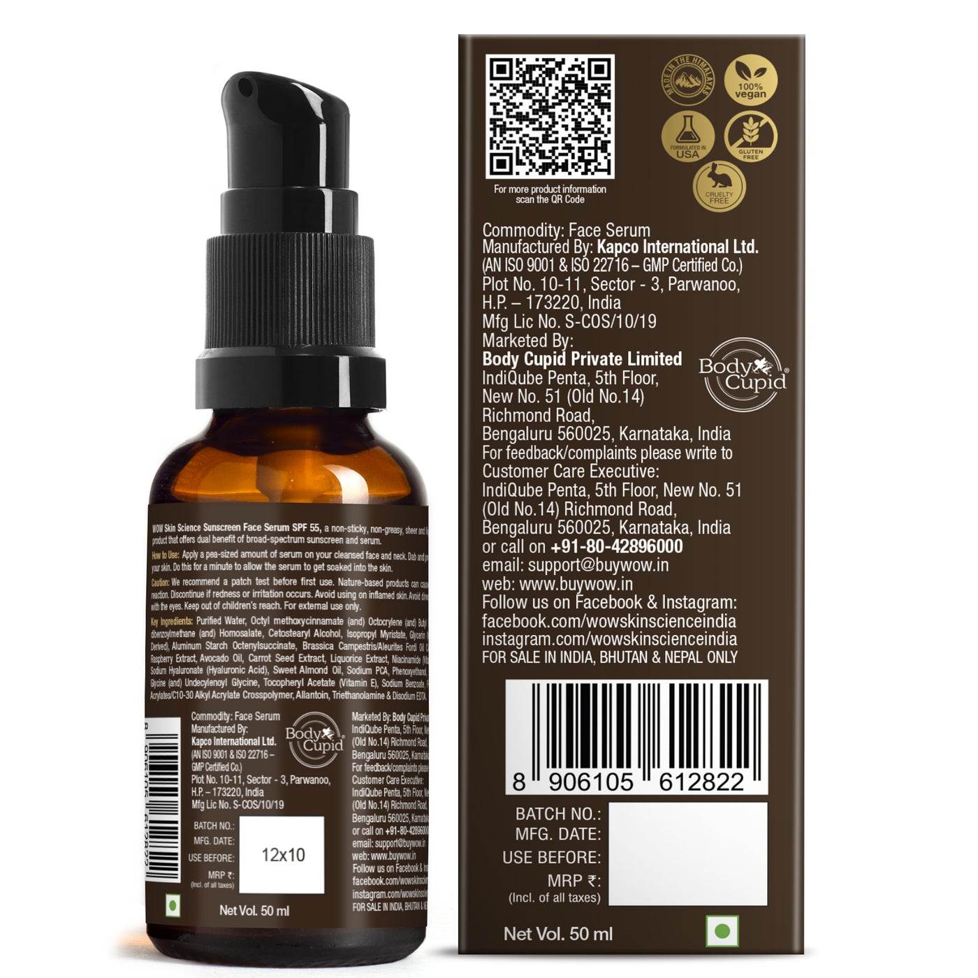 WOW Matte Finish Sunscreen Face Serum SPF 55 with Raspberry, Carrot Seed & Avocado Oil - OIL FREE - No Parabens, Silicones, Mineral Oil, Oxide, Colour, Benzophenone - 50mL
