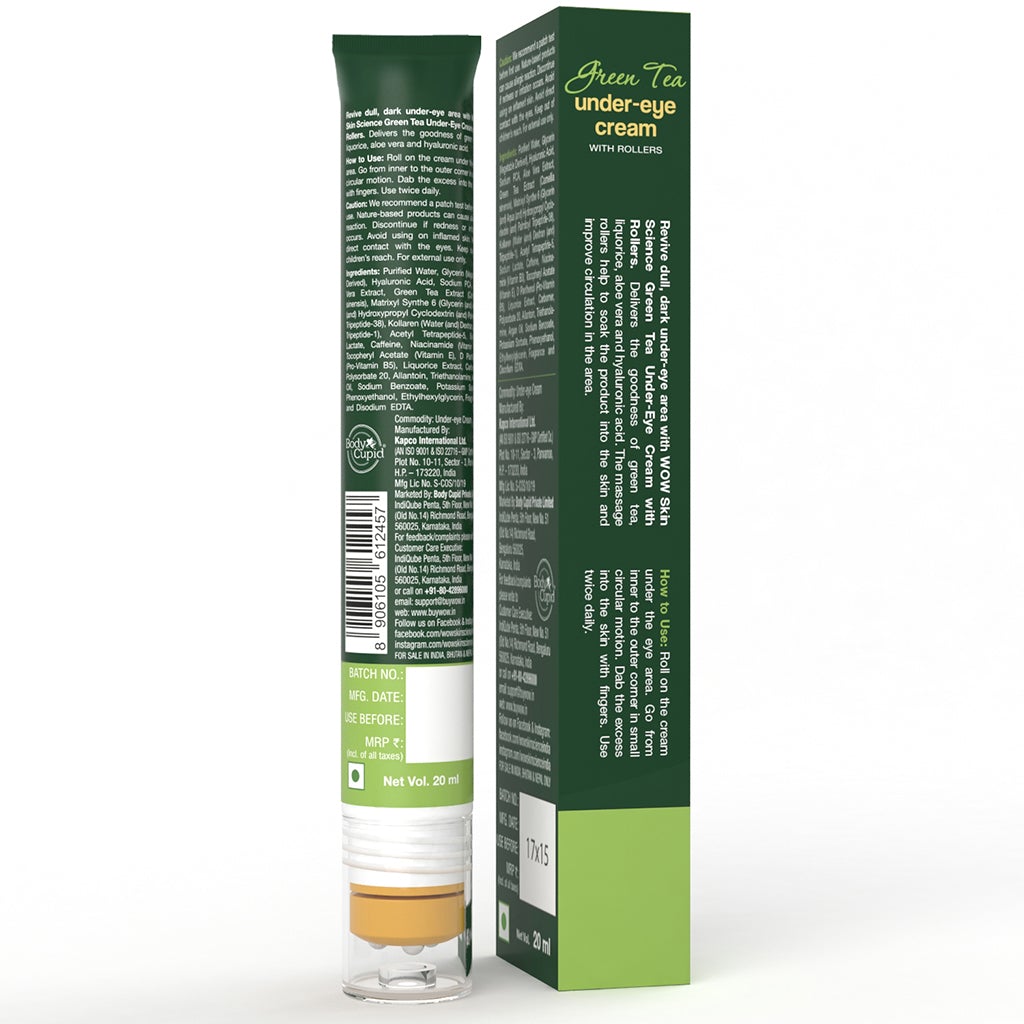 WOW Green Tea Under Eye Cream - Roller Tube - 20 ml