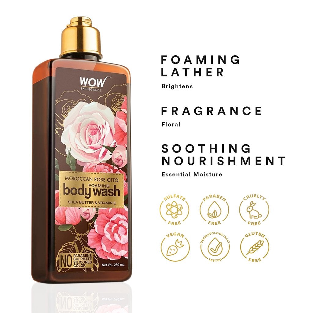 WOW Rose Otto Foaming Body Wash - No Parabens, Sulphate, Silicones & Color - 250 ml