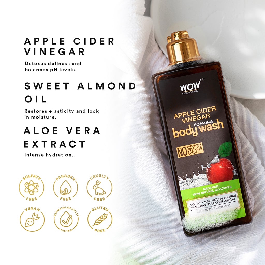 WOW Apple Cider Vinegar Foaming Body Wash - No Parabens, Sulphate, Silicones & Color - 250 ml