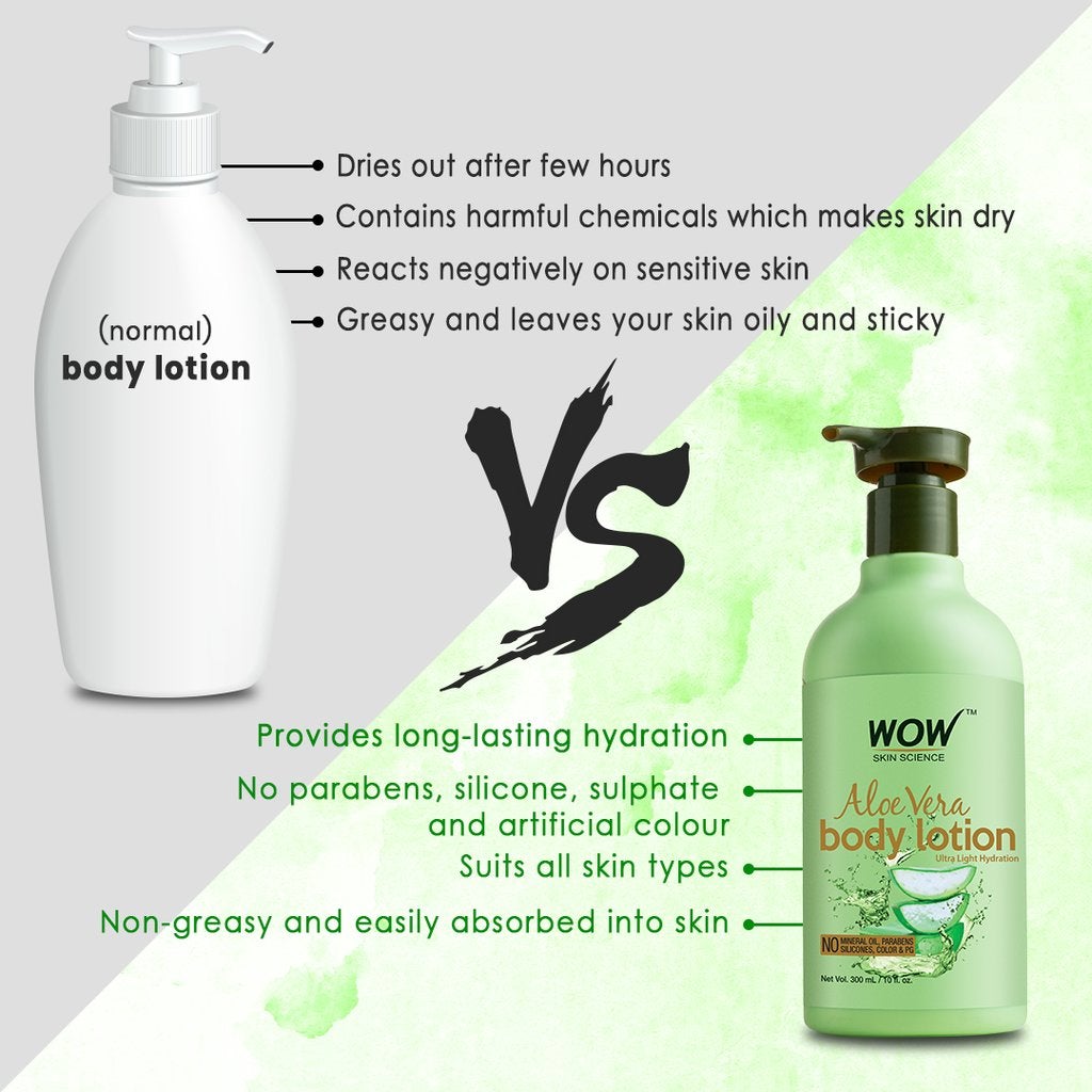 WOW Aloe Vera Body Lotion (Ultra Light) - 300 ml