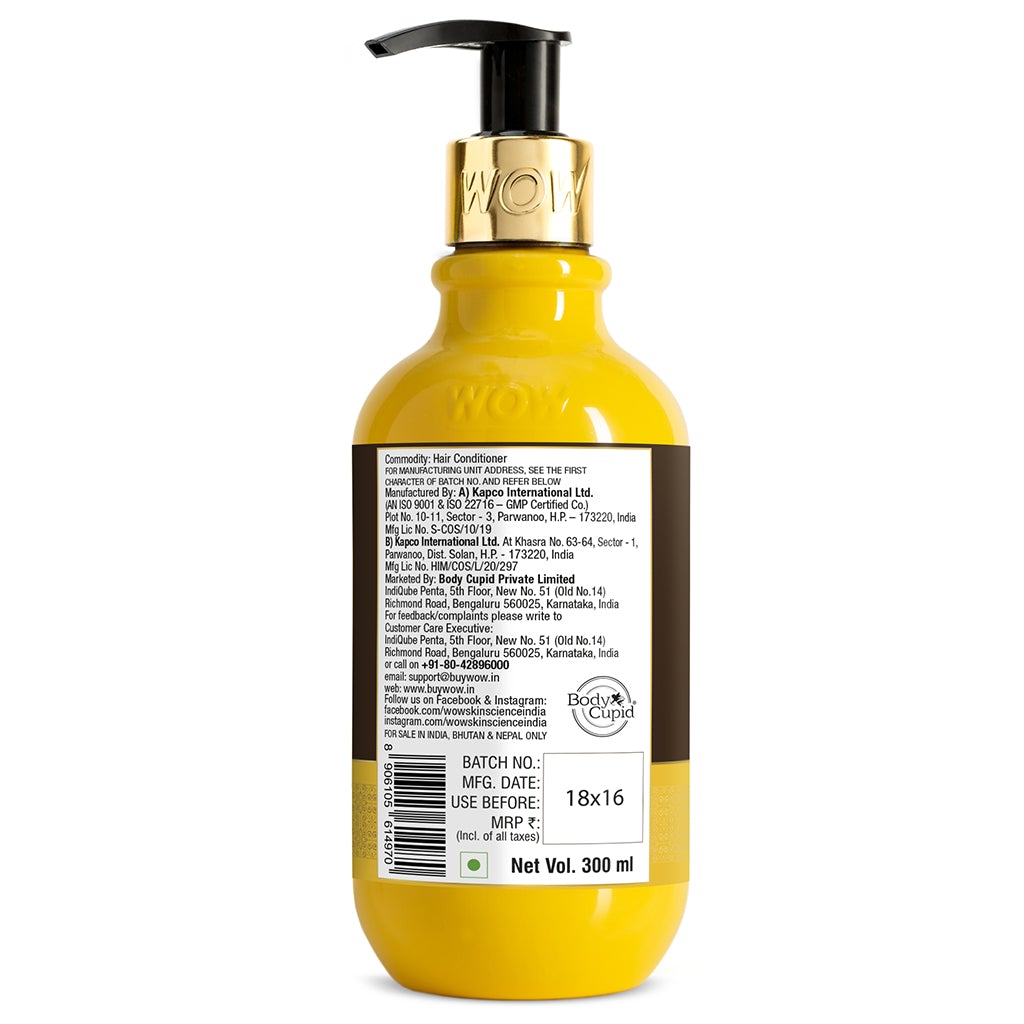 WOW Mango Conditioner For Healthy Hair - No Mineral Oil, Parabens, Silicones, Synthetic Color, PEG - 300mL