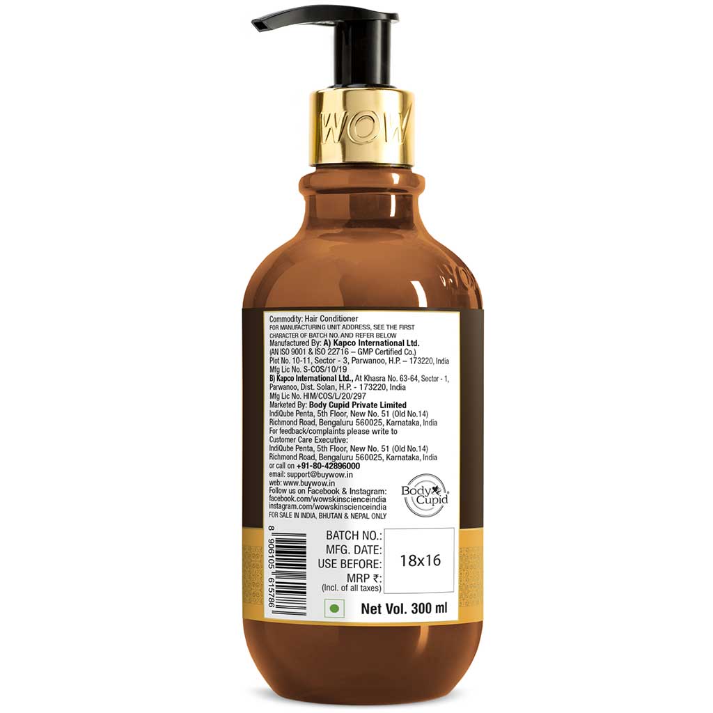 WOW Macadamia Nut Oil Conditioner - Deeply Rejuvenating - Softening & Smoothening Care - No Mineral Oil, Parabens, Silicones & Color - 300ml
