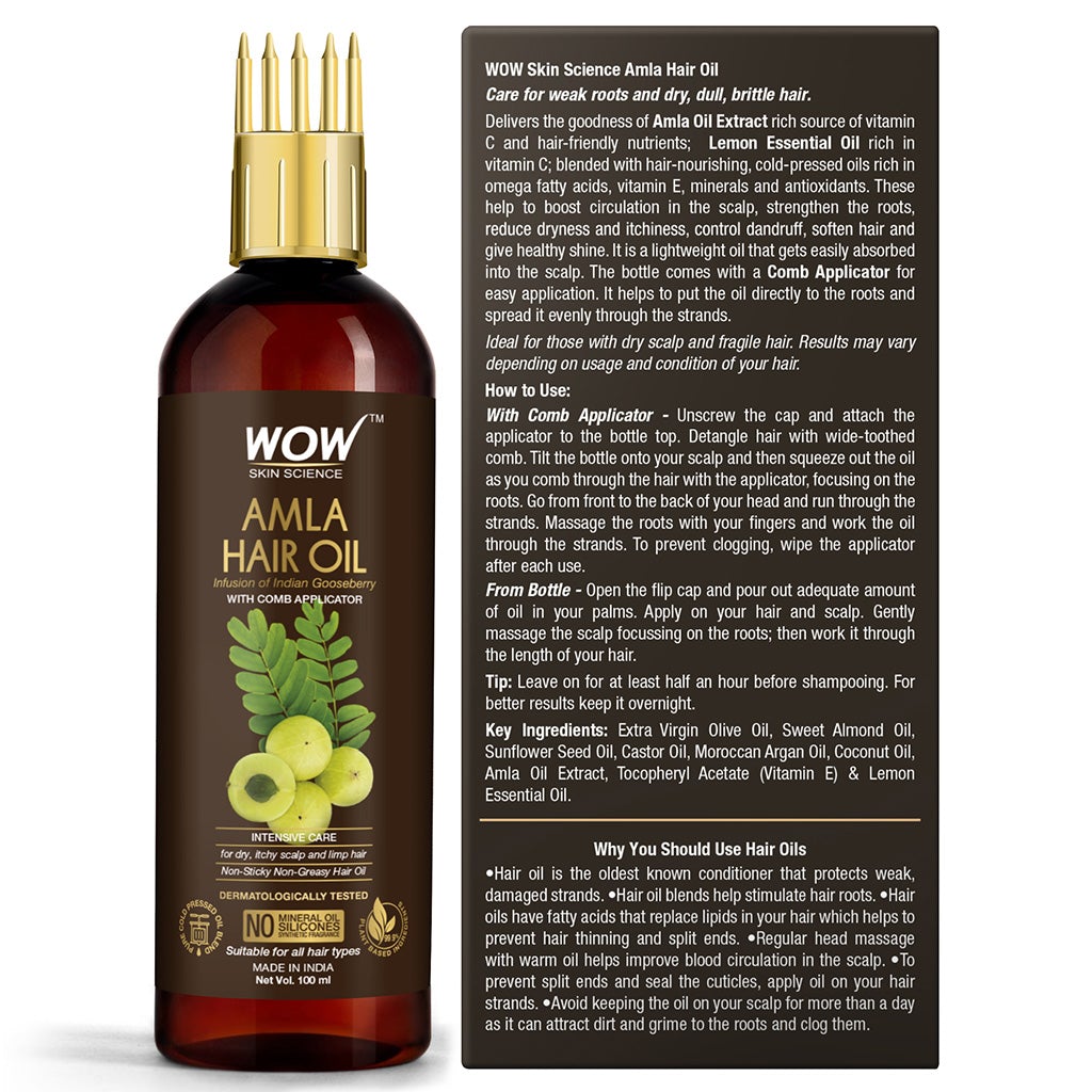 WOW Amla Hair Oil with Comb Applicator