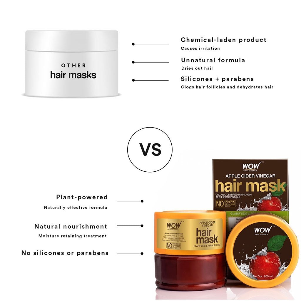 WOW Apple Cider Vinegar Hair Mask with Apple Cider Vinegar & Sweet Almond Oil - 200 ml