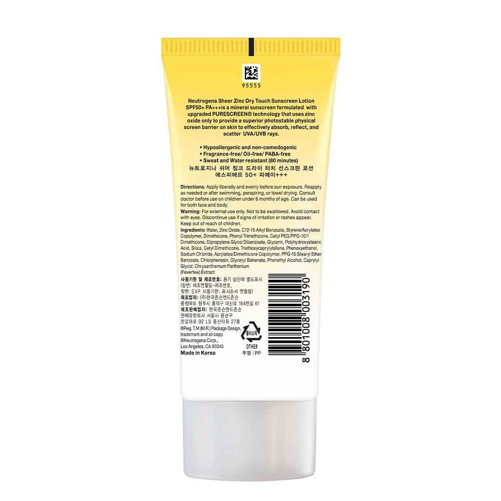 Neutrogena Sheer Zinc Dry Touch Sunscreen Lotion SPF50- 80 ml