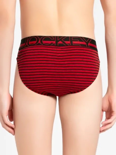 JOCKEY (US 17) High-cut Solid Briefs with Exposed Waistband - Red Melange