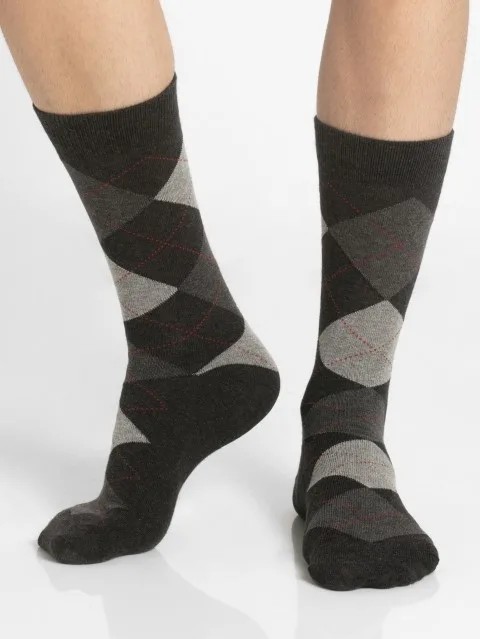 JOCKEY  SOCKS (2 PCS) (7035) Ribbed Crew Socks for Men - Mid Grey Melange