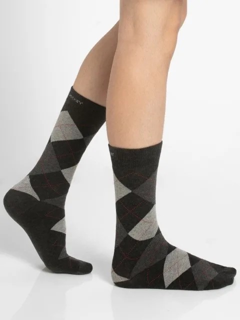 JOCKEY  SOCKS (2 PCS) (7035) Ribbed Crew Socks for Men - Mid Grey Melange