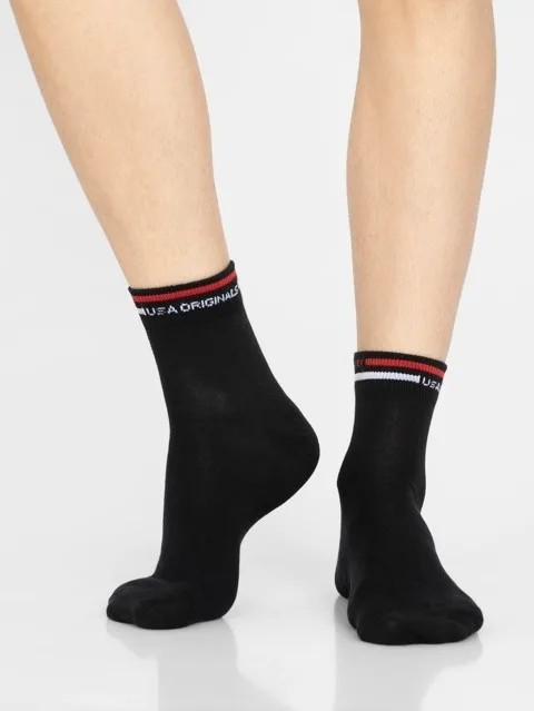 JOCKEY  SOCKS (1 pair) (USA Originals 7002) Solid Ankle Socks for Men - Black