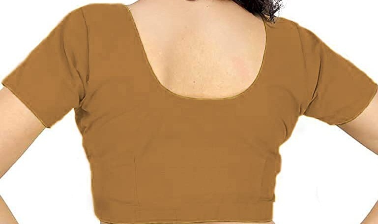 BLOUSE (REGULAR) - Round Neck Pure Cotton Readymade Women Blouse - Meteor Colour