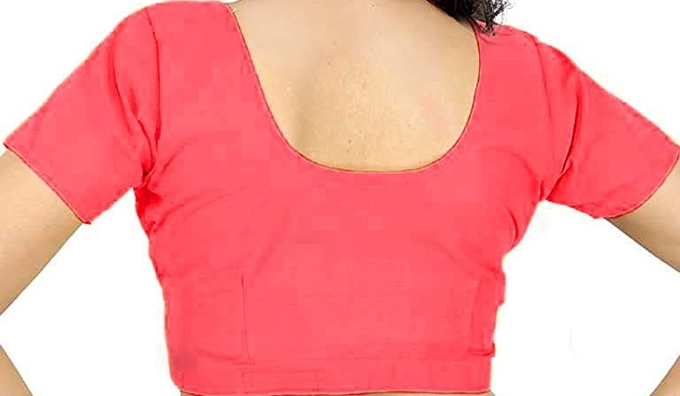 BLOUSE (REGULAR) - Round Neck Pure Cotton Readymade Women Blouse - Pink Colour