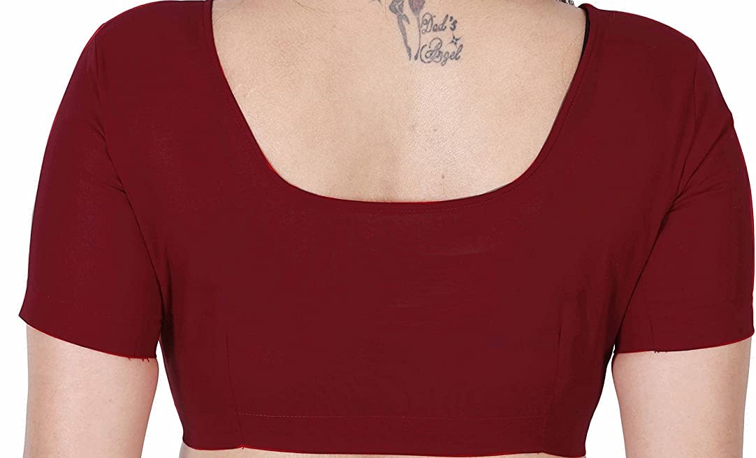 BLOUSE (REGULAR) - Round Neck Pure Cotton Readymade Women Blouse - Maroon Colour