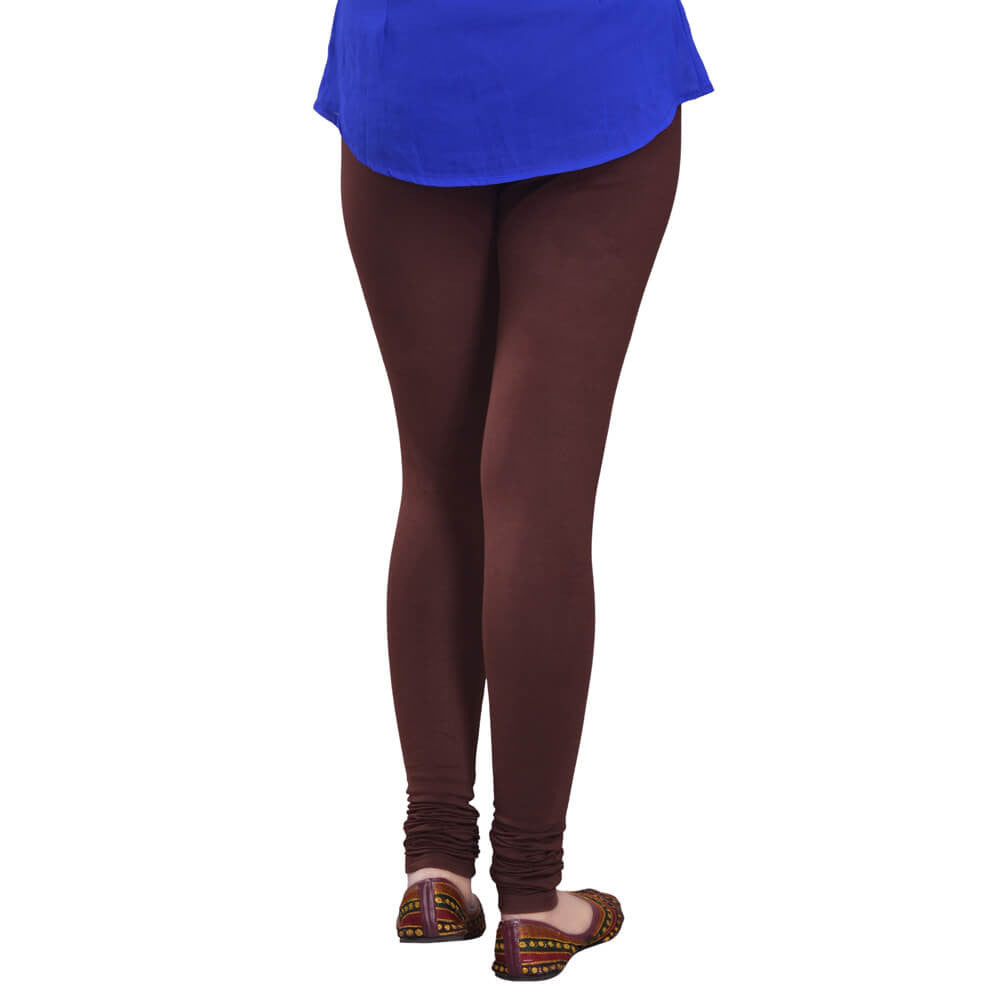 Leggings -  Women's Cotton Churidar  Leggings - CHOCOLATE COLOUR