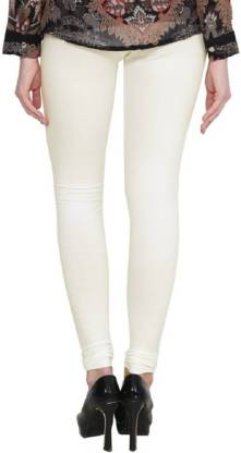 Leggings -  Women's Cotton Churidar  Leggings - OFF WHITE COLOUR