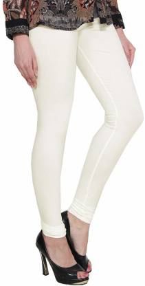 Leggings -  Women's Cotton Churidar  Leggings - OFF WHITE COLOUR