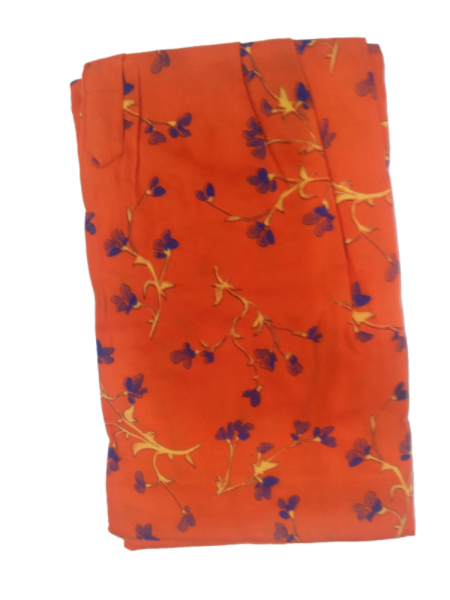 NIGHTY(Round Neck) - Women's Pure Cotton Regular Nighty With Round Neck - ORANGE PRINTED